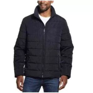 Weatherproof Men's M Quilted Puffer Jacket Sherpa Lined Mock Neck Black